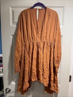 Chicsoul flowy orange blouse plus size